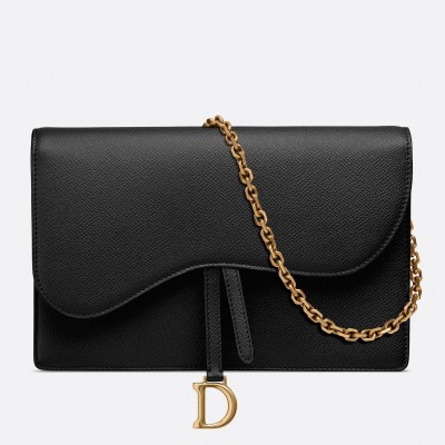 Dior Black Calskin Saddle Chain Clutch LDBS240056