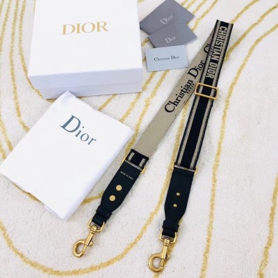 Dior Black Embroidery Adjustable Shoulder Strap LDBS240060