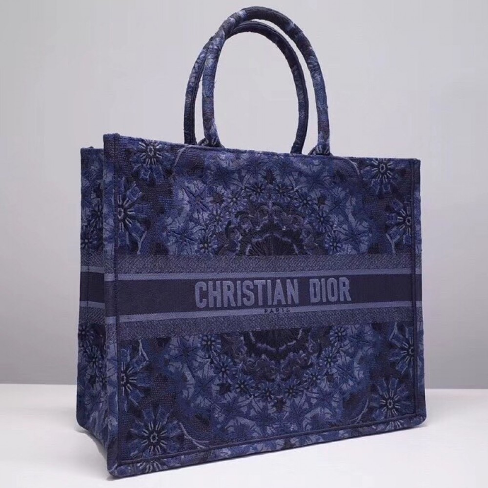 Dior Book Tote Bag In Blue KaleiDiorscopic Canvas LDBS240135