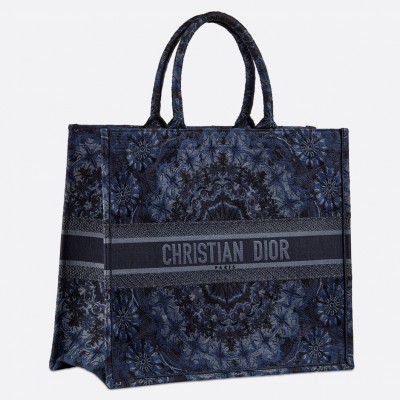 Dior Book Tote Bag In Blue KaleiDiorscopic Canvas LDBS240135