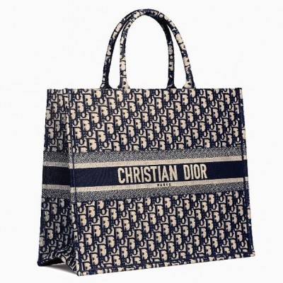 Dior Book Tote Bag In Blue Oblique Canvas LDBS240235