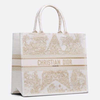 Dior Book Tote Bag In Dior Around the World Stella Embroidery LDBS240104