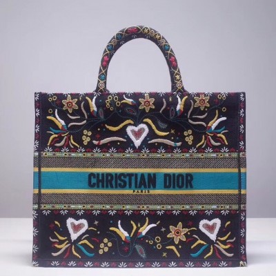 Dior Book Tote Bag In Flowers And Hearts Canvas LDBS240244