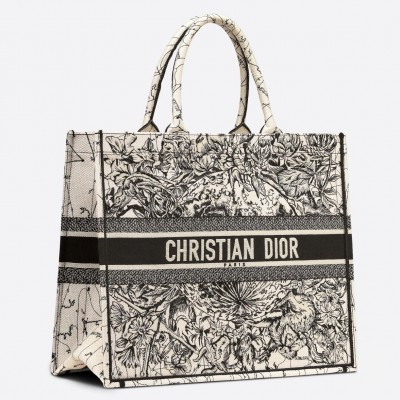 Dior Book Tote Bag In Latte Zodiac Embroidery LDBS240115