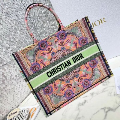 Dior Book Tote Bag In Multicolor Lights Embroidery LDBS240119