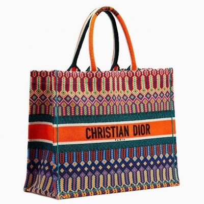 Dior Book Tote Bag In Multicolour Embroidered Canvas LDBS240134