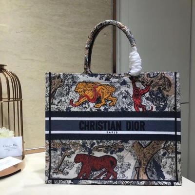 Dior Book Tote Bag In Multicolour Toile De Jouy LDBS240121