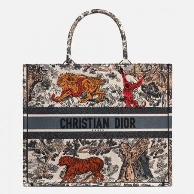 Dior Book Tote Bag In Multicolour Toile De Jouy LDBS240121