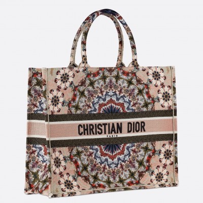 Dior Book Tote Bag In Pink KaleiDiorscopic Canvas LDBS240087