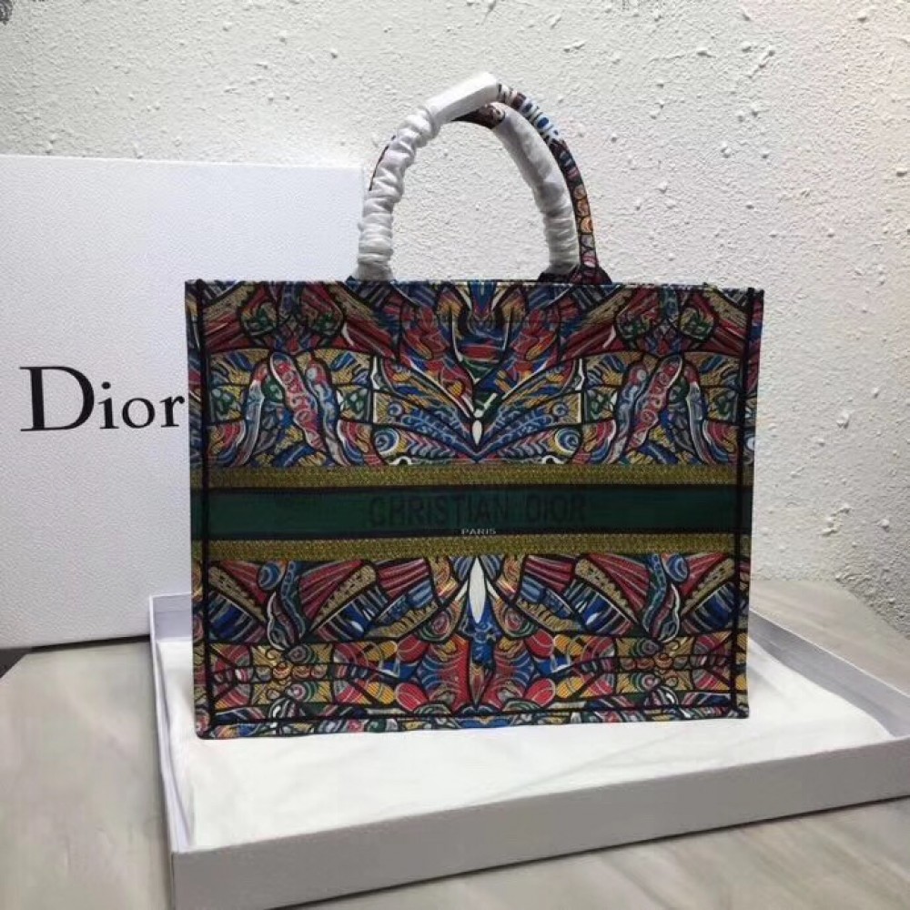 Dior Book Tote Bg In Butterfly Multicolor Canvas LDBS240144