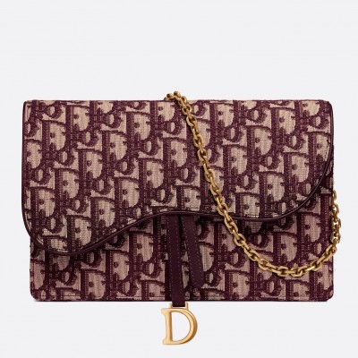 Dior Bordeaux Oblique Saddle Chain Clutch LDBS240141