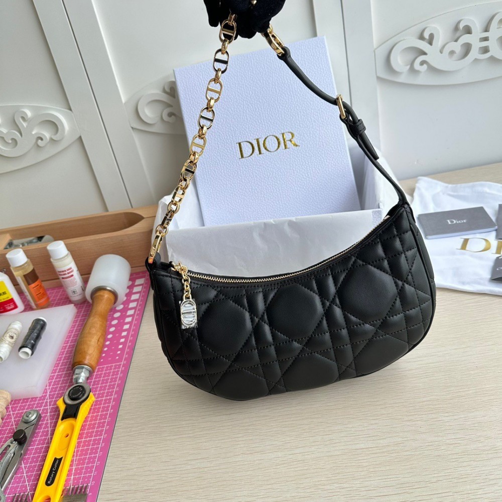 Dior CD Lounge Bag in Black Macrocannage Lambskin LDBS240165