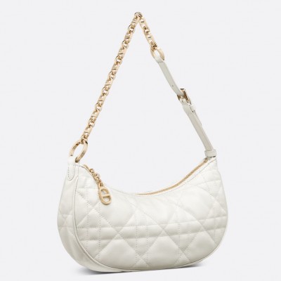 Dior CD Lounge Bag in White Macrocannage Lambskin LDBS240166