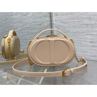 Dior CD Signature Oval Camera Bag in Beige Calfskin LDBS240170