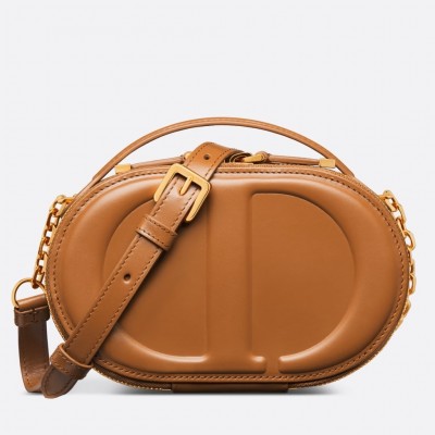 Dior CD Signature Oval Camera Bag in Brown Calfskin LDBS240173