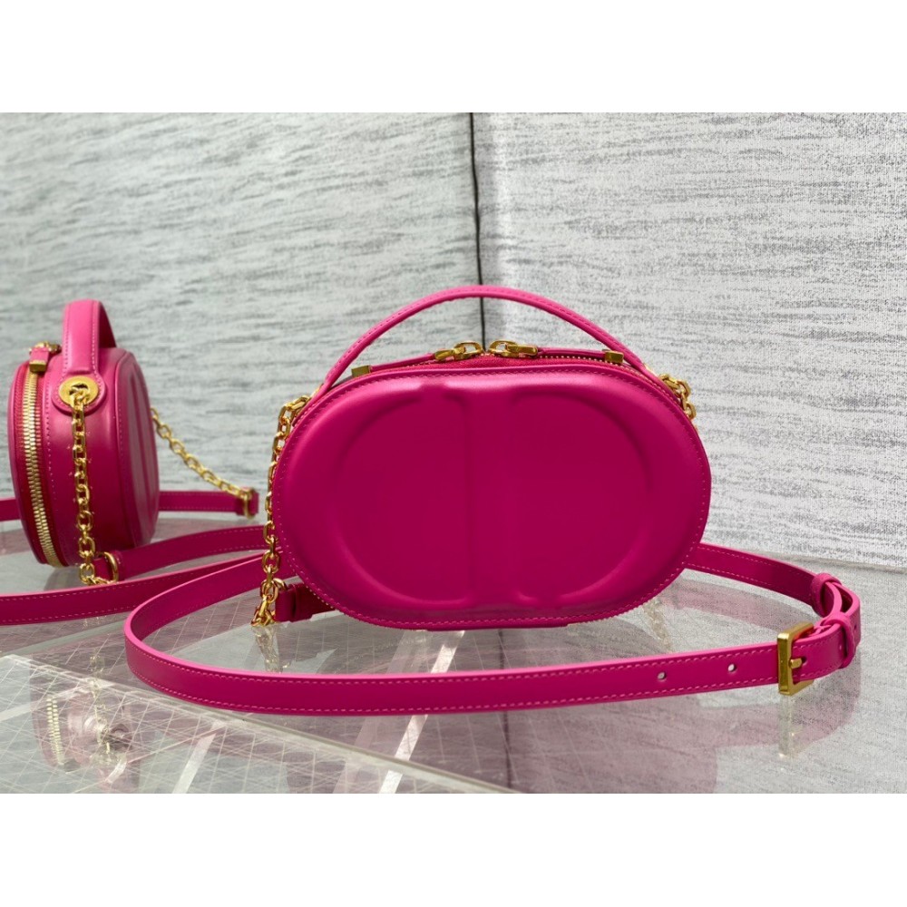 Dior CD Signature Oval Camera Bag in Rani Pink Calfskin LDBS240174