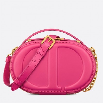 Dior CD Signature Oval Camera Bag in Rani Pink Calfskin LDBS240174