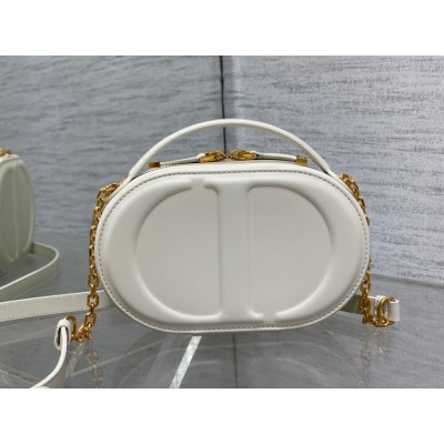 Dior CD Signature Oval Camera Bag in White Calfskin LDBS240175