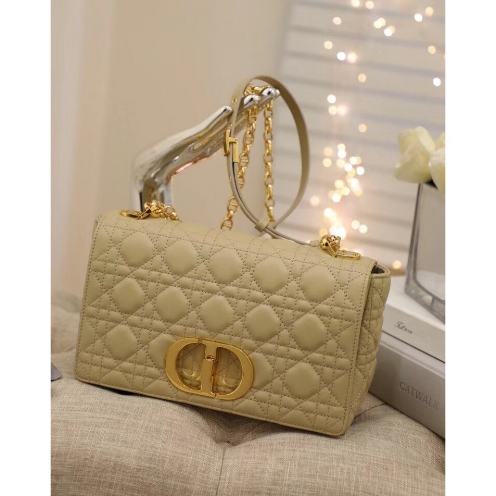 Dior Caro Medium Bag In Beige Cannage Calfskin LDBS240155