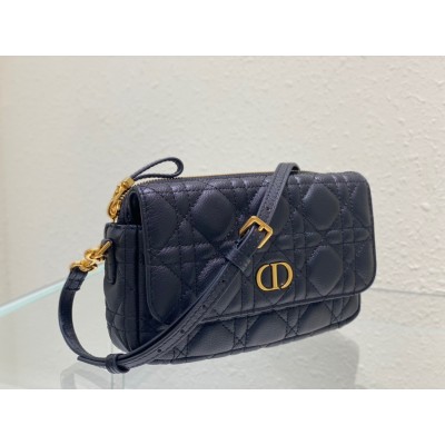 Dior Caro Pouch In Black Cannage Calfskin LDBS240160