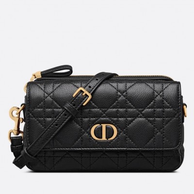 Dior Caro Pouch In Black Cannage Calfskin LDBS240160