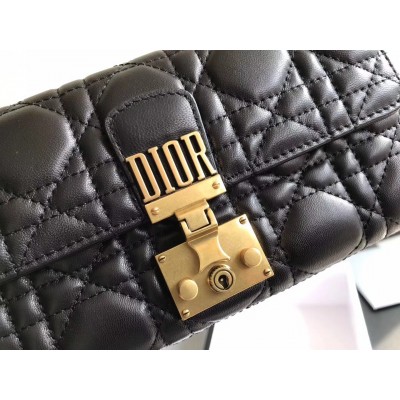 Dior DiorAddict Continental Wallet In Black Lambskin LDBS240184