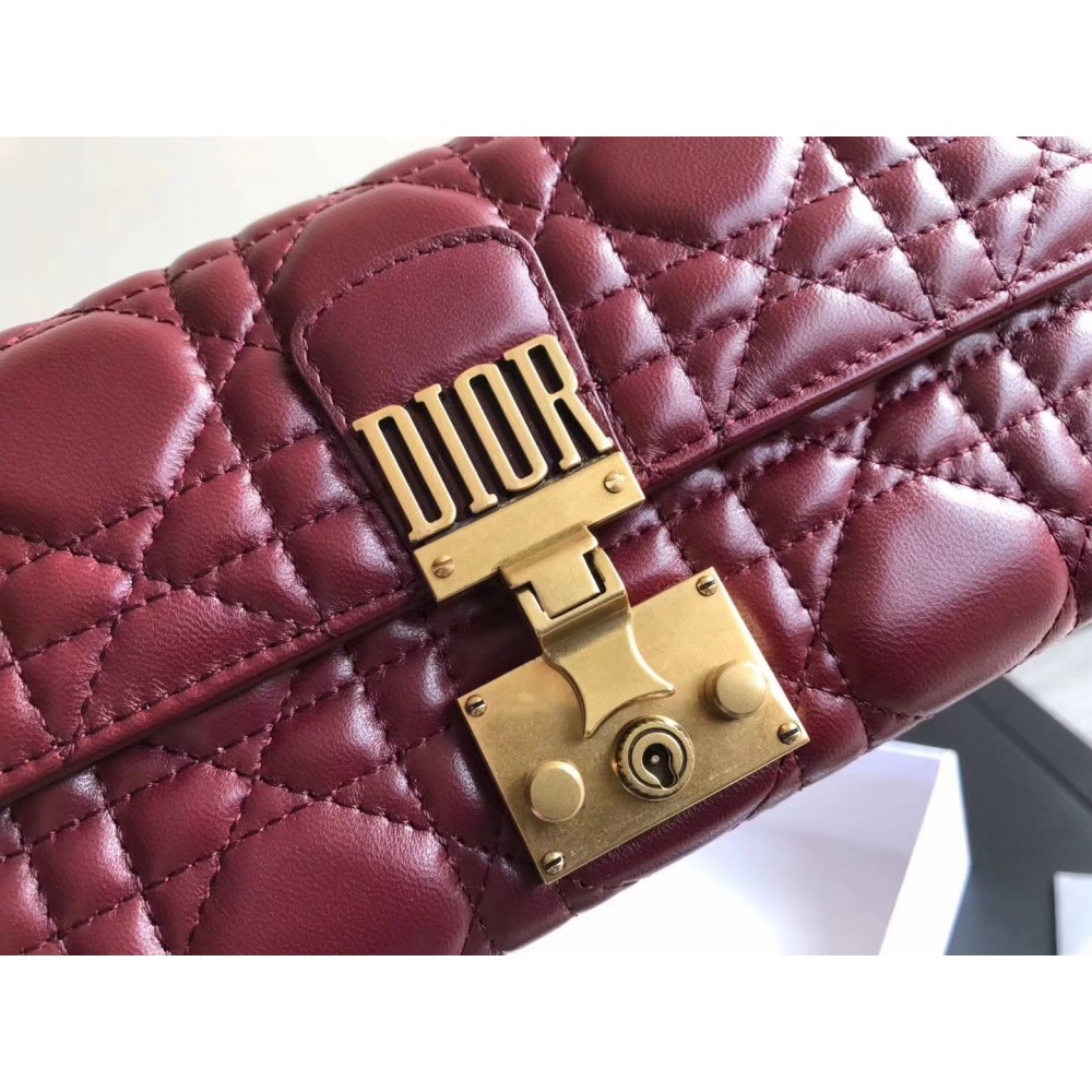 Dior DiorAddict Continental Wallet In Bordeaux Lambskin LDBS240185