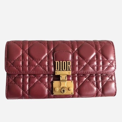 Dior DiorAddict Continental Wallet In Bordeaux Lambskin LDBS240185