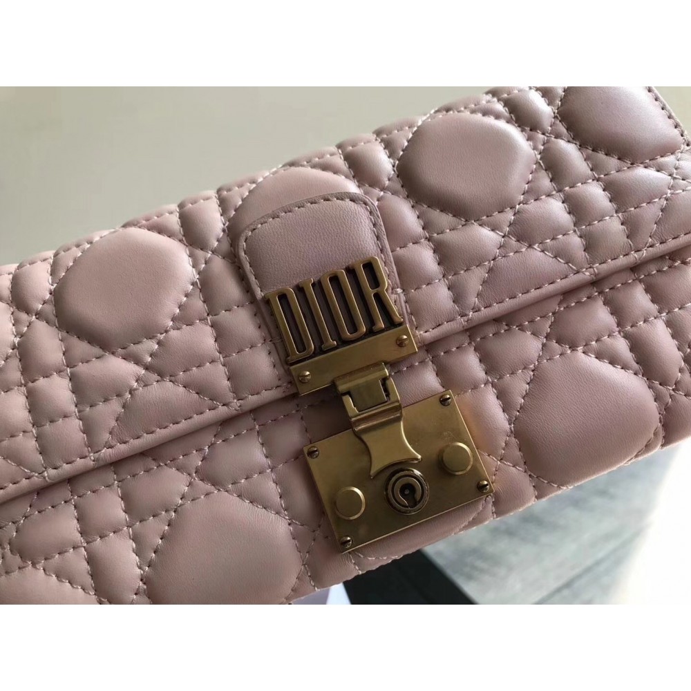 Dior DiorAddict Continental Wallet In Pink Lambskin LDBS240187