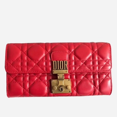 Dior DiorAddict Continental Wallet In Red Lambskin LDBS240188