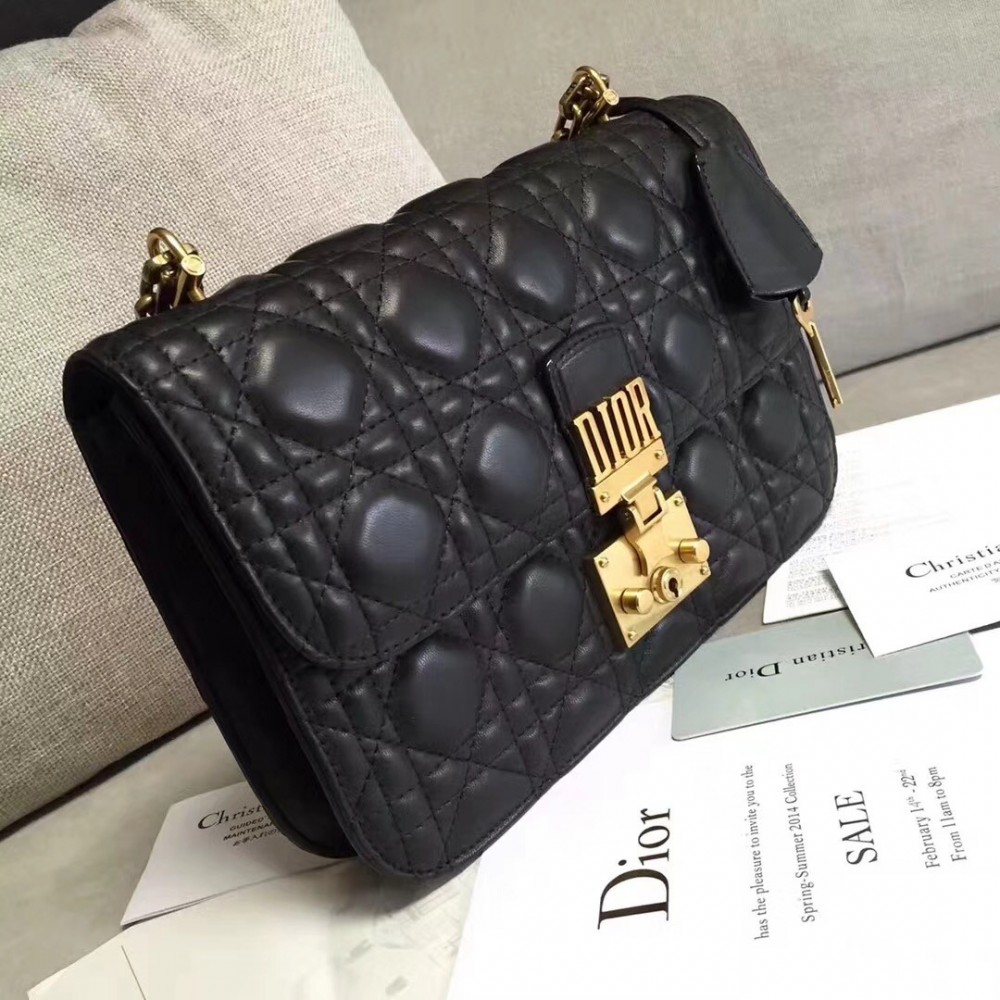 Dior Dioraddict Flap Bag In Black Lambskin LDBS240189