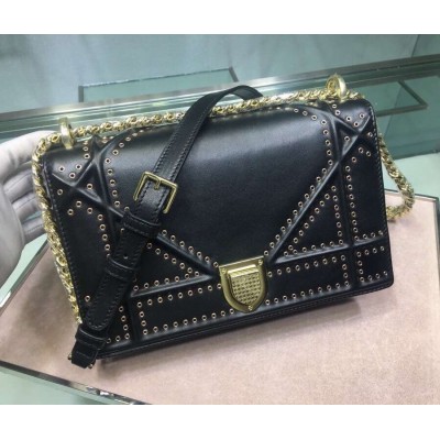 Dior Diorama Bag In Black Eyelets Lambskin LDBS240199