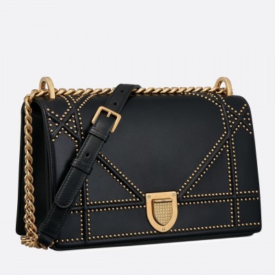 Dior Diorama Bag In Black Studded Lambskin LDBS240200