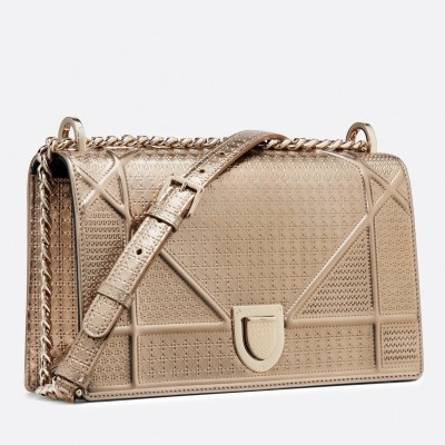 Dior Diorama Bag In Champagne Metallic Calfskin LDBS240202