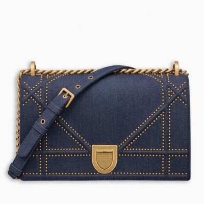 Dior Diorama Flap Bag In Denim And Studded LDBS240209