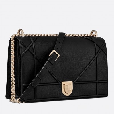 Dior Diorama Flap Bag In Noir Grained Calfskin LDBS240210