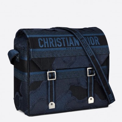 Dior Diorcamp Messenger Bag In Blue Camouflage Canvas LDBS240214