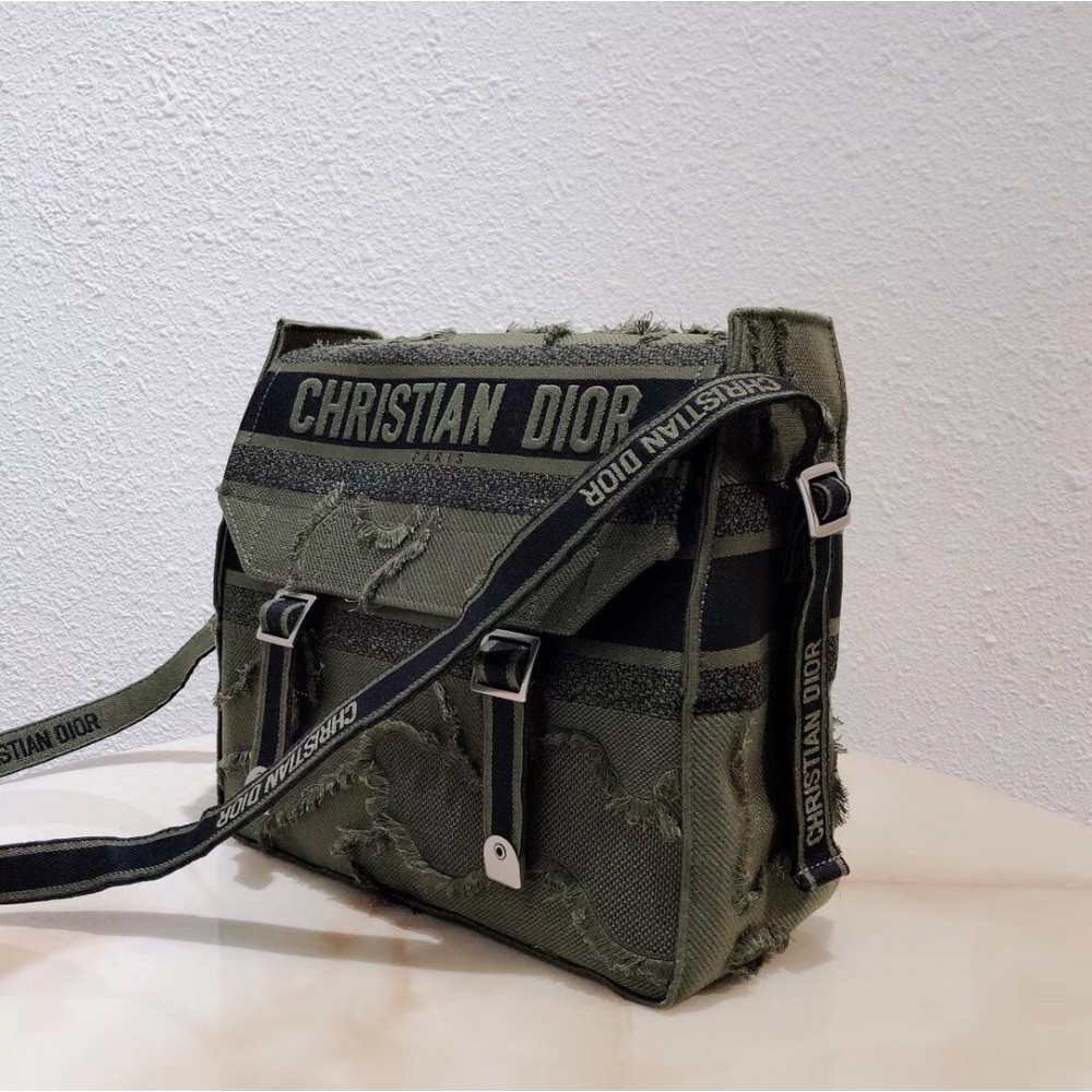 Dior Diorcamp Messenger Bag In Green Camouflage Canvas LDBS240216