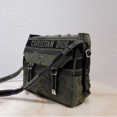 Dior Diorcamp Messenger Bag In Green Camouflage Canvas LDBS240216