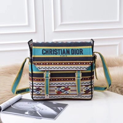 Dior Diorcamp Messenger Bag In Turquoise Embroidered Canvas LDBS240220