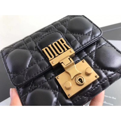 Dior French DiorAddict Wallet In Black Lambskin LDBS240246