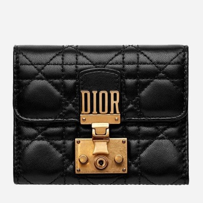 Dior French DiorAddict Wallet In Black Lambskin LDBS240246