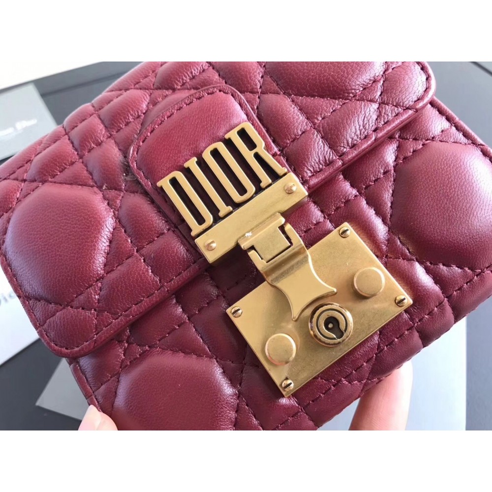 Dior French DiorAddict Wallet In Bordeaux Lambskin LDBS240247