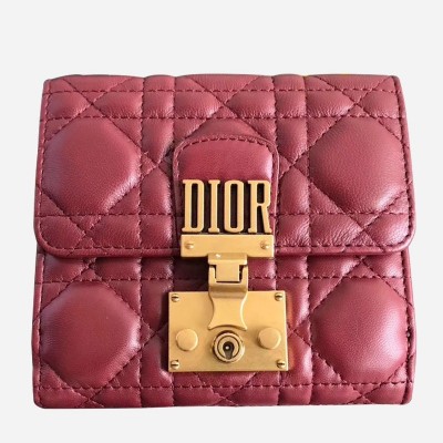 Dior French DiorAddict Wallet In Bordeaux Lambskin LDBS240247