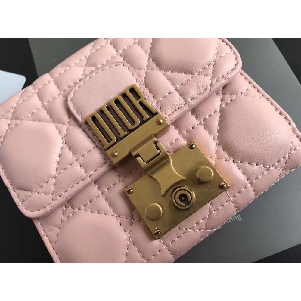 Dior French DiorAddict Wallet In Pink Lambskin LDBS240249