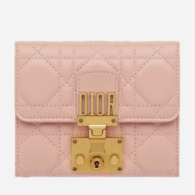 Dior French DiorAddict Wallet In Pink Lambskin LDBS240249