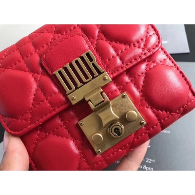 Dior French DiorAddict Wallet In Red Lambskin LDBS240250