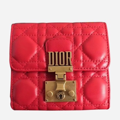 Dior French DiorAddict Wallet In Red Lambskin LDBS240250