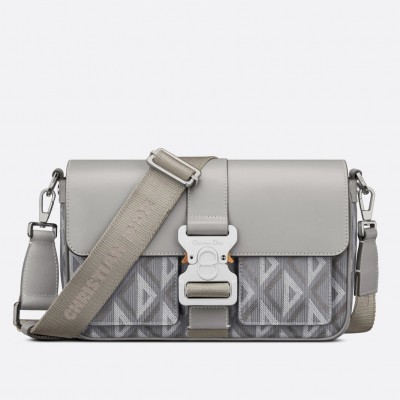 Dior Hit the Road Messenger Bag In Gray CD Diamond Canvas LDBS240262