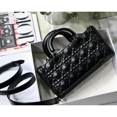 Dior Lady D-Joy Bag In Black Calfskin with Diamond Motif LDBS240312